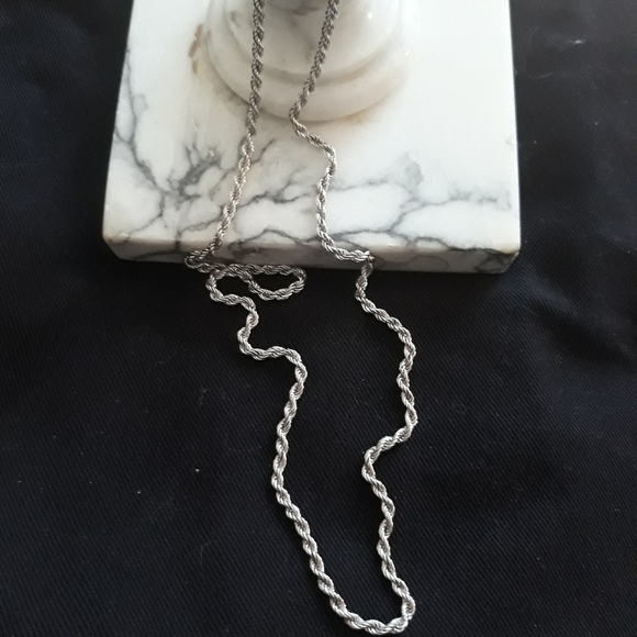 Vintage Monet Twisted Chain Necklace -  30" Patented Silver Tone Necklace - Picture 4 of 8